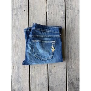 Baby Phat Fashions Silver Label Jeans Indigo Blue Flare Gold Cat Logo Size 13